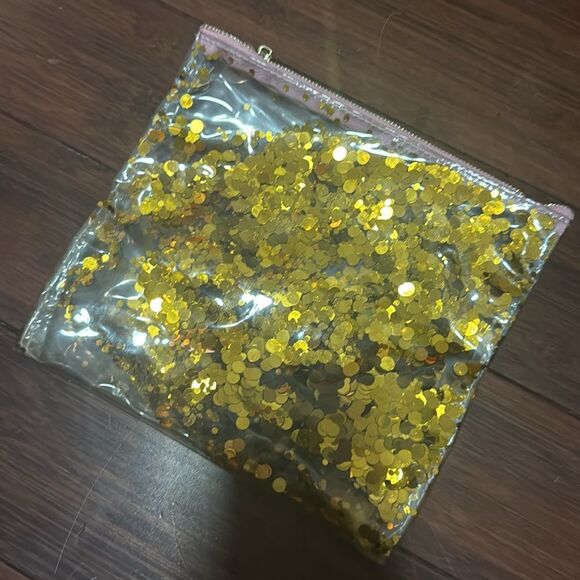 Clear Pouch with Gold Sequins that Move PACKED PARTY Clear Gameday Clutch - Picture 3 of 4